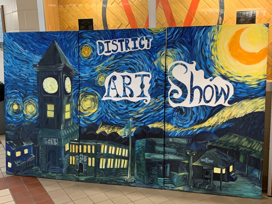 starry night on canvas with Art Show words